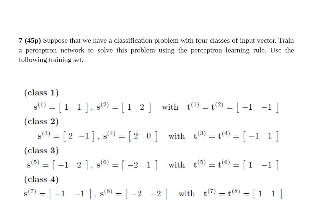 7(45p) Suppose that we have a classification