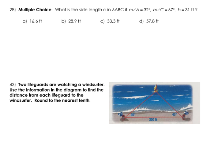 28) Multiple Choice: What is the side length c in