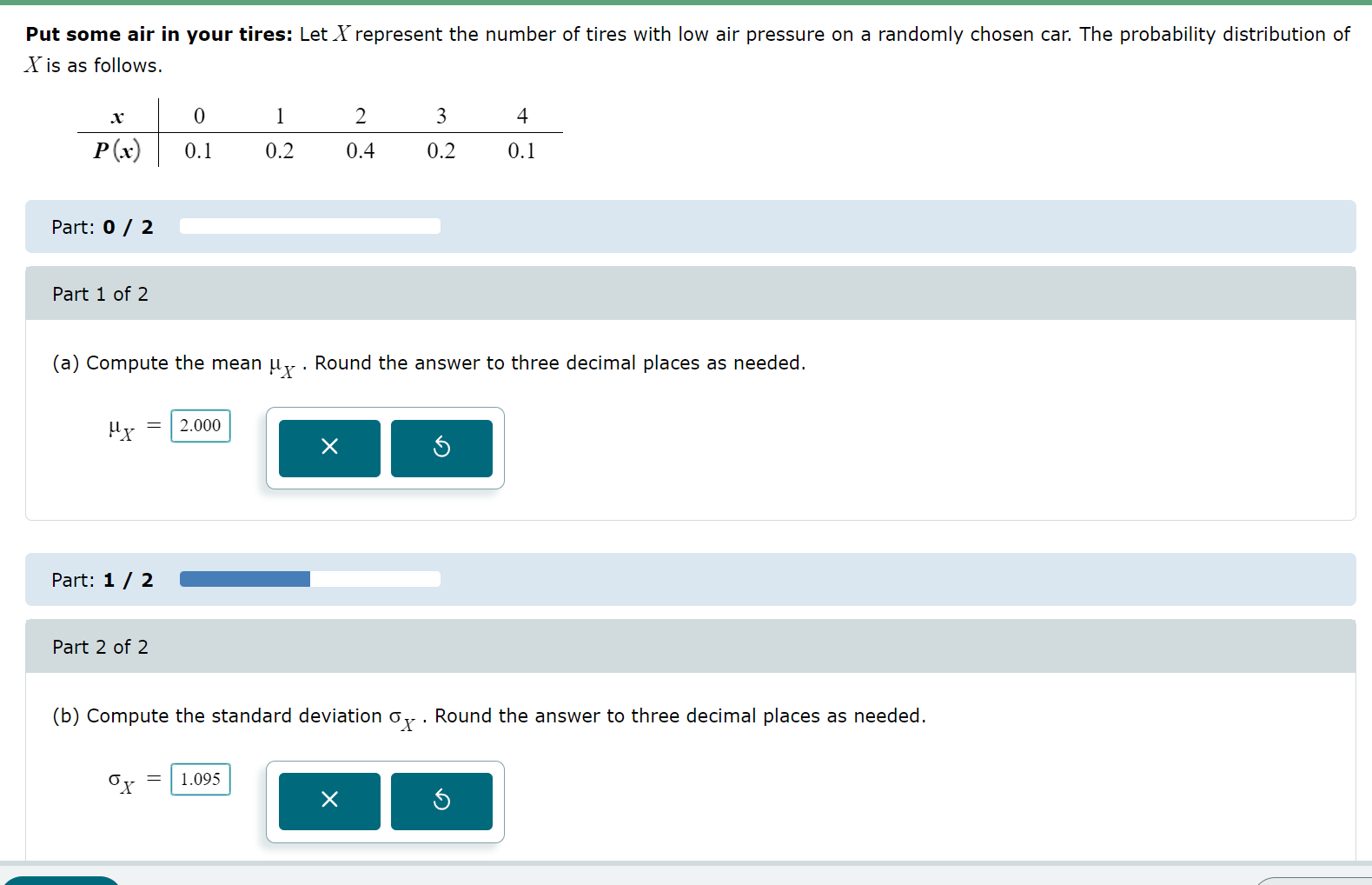 (b) Compute the standard deviation . Round the