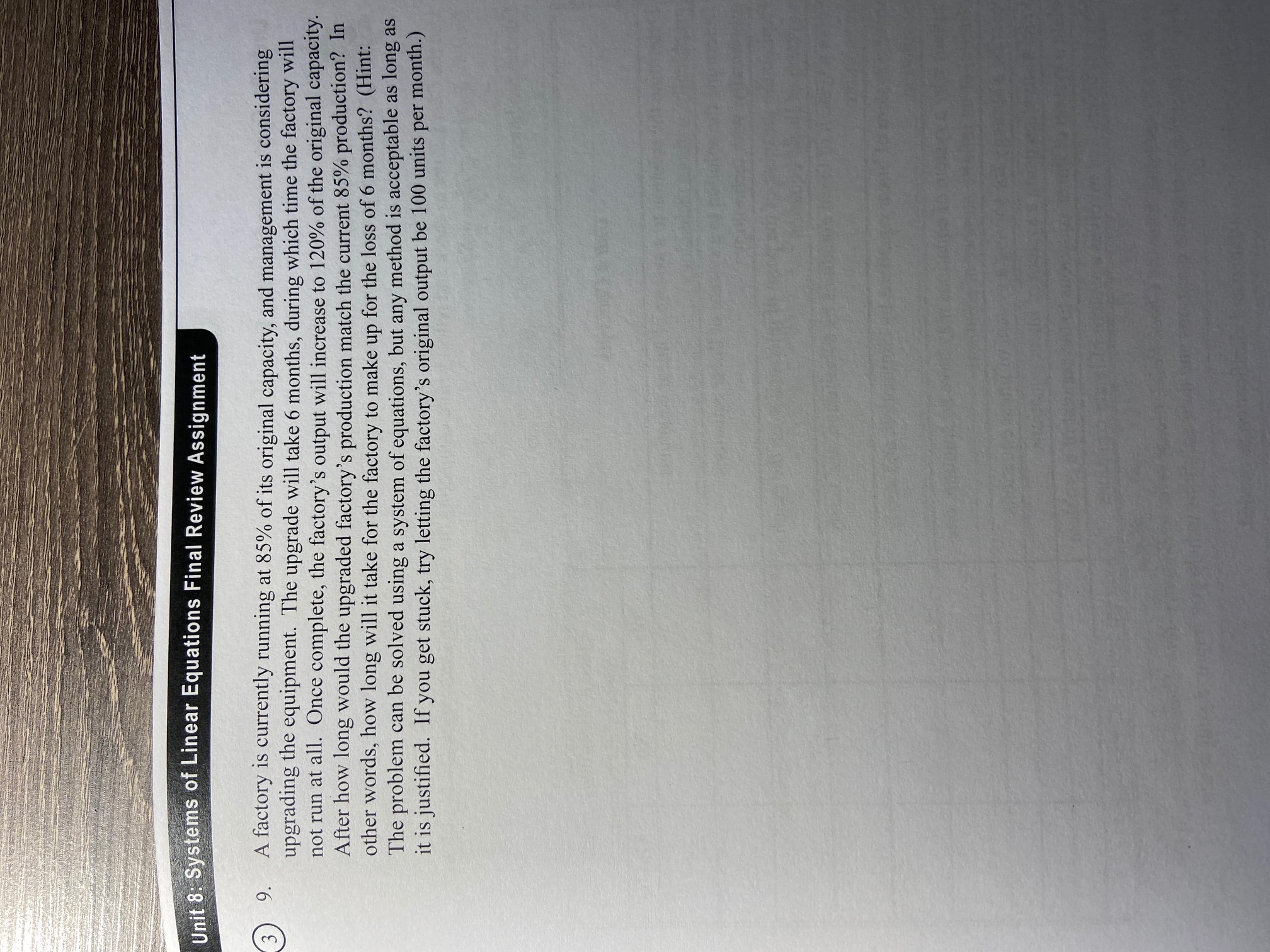 Unit 8: Systems of Linear Equations Final Review