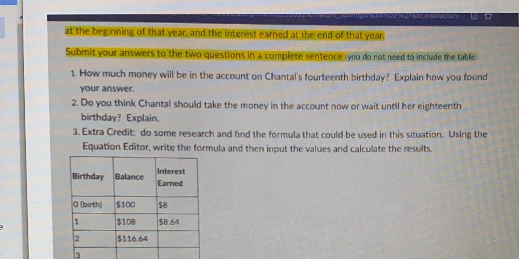 at the beginning of that year, and the interest