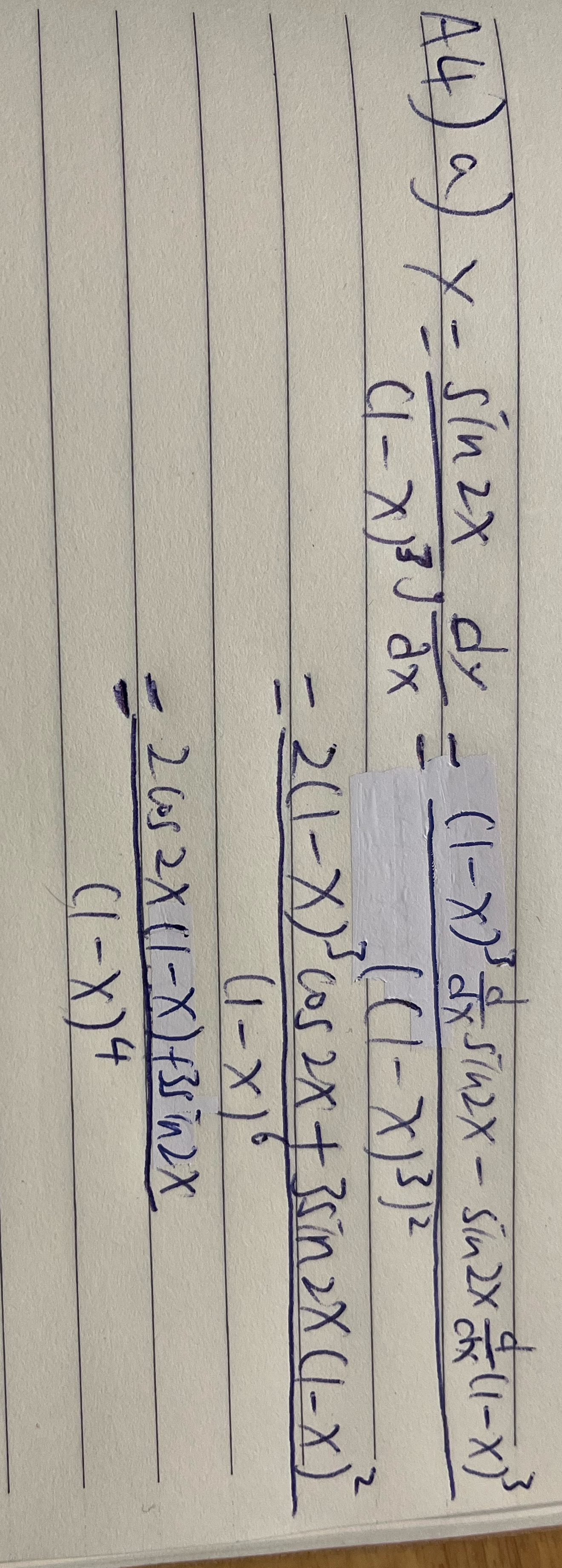 How would the answer (1-x)^4 in the lower part ?