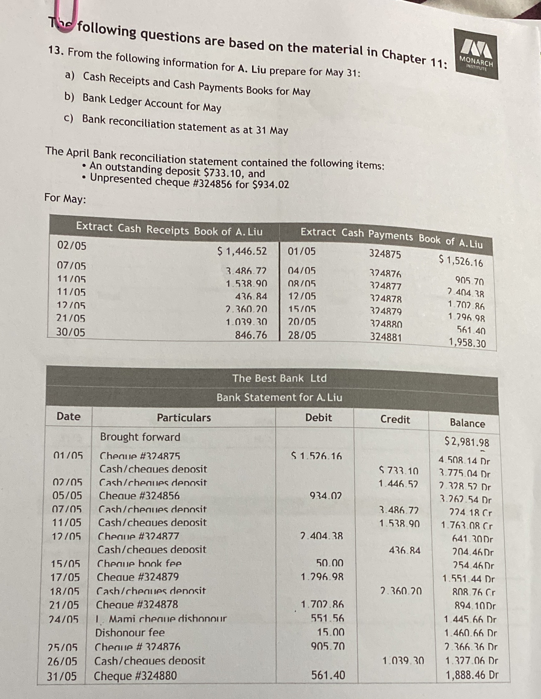 The following questions are based on the material