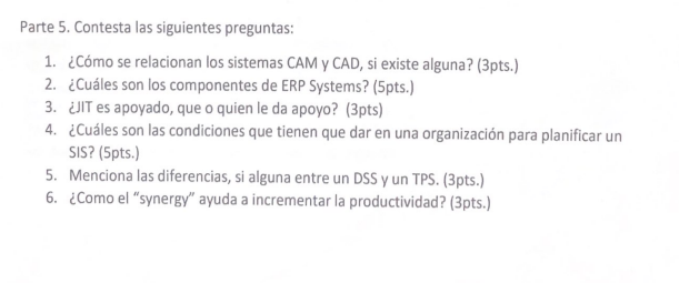 Parte 5. Contesta las siguientes preguntas: 1.