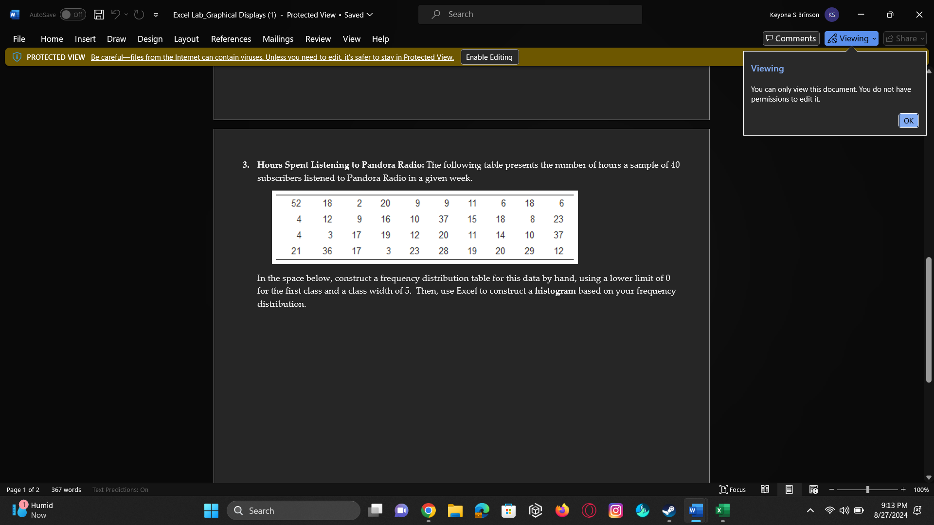W AutoSave Off Excel Lab_Graphical Displays (1) -