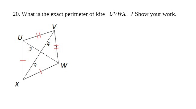 20. 'What is the exact perimeter of kite Um ?