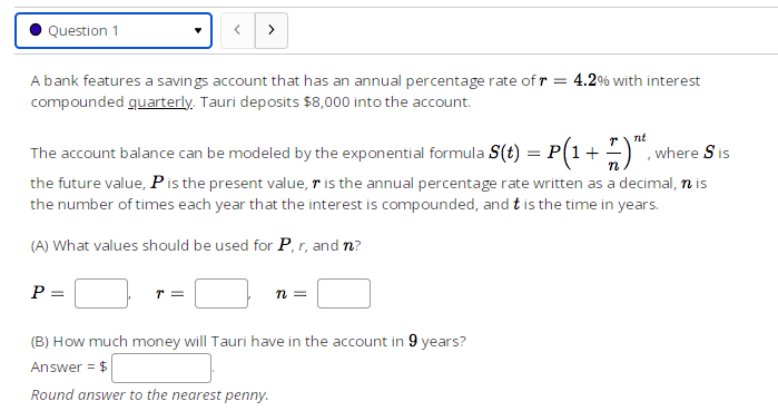 Question 1 A bank features a savings account that