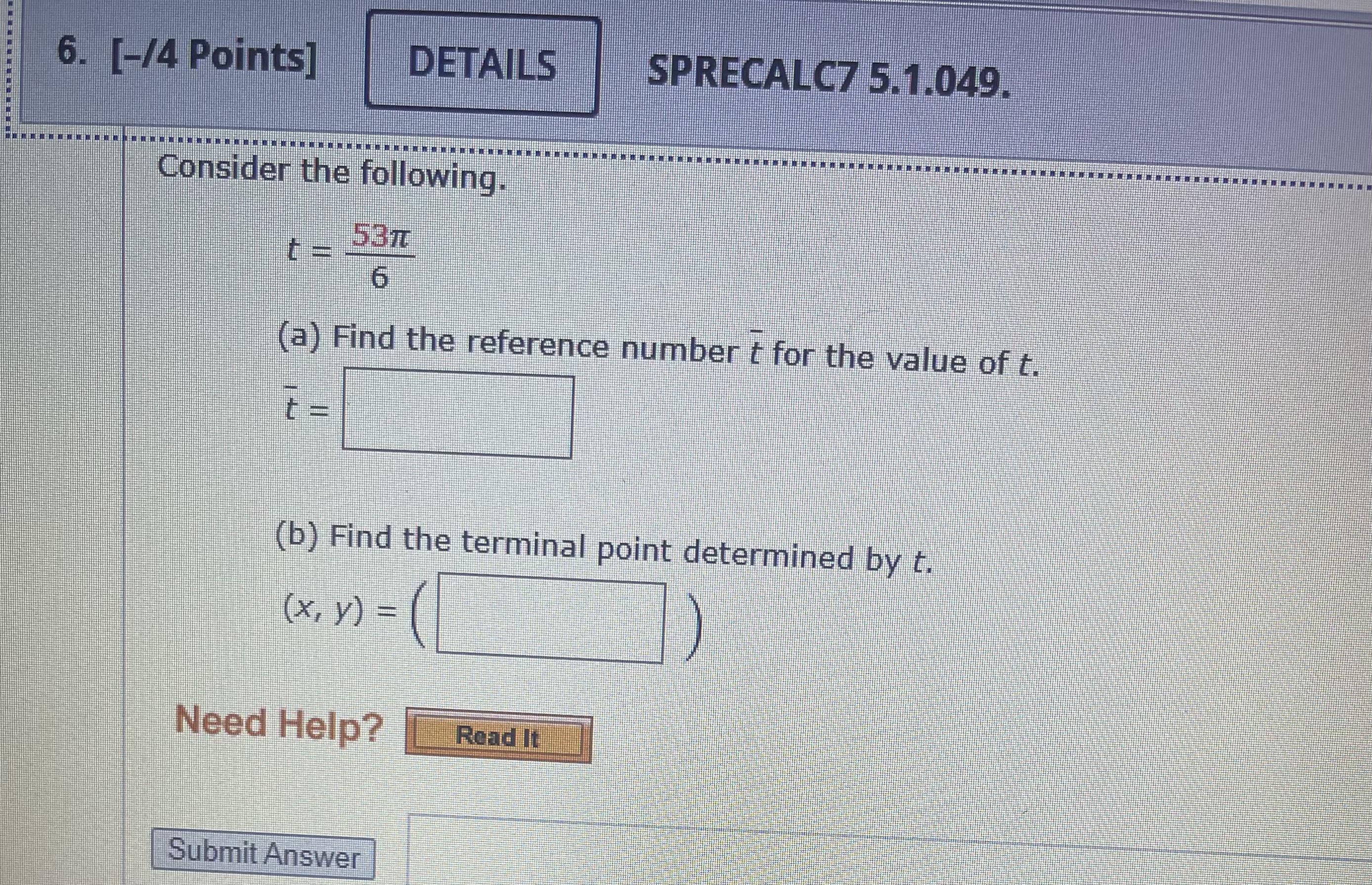 6. [-/4 Points] DETAILS SPRECALC7 5.1.049.