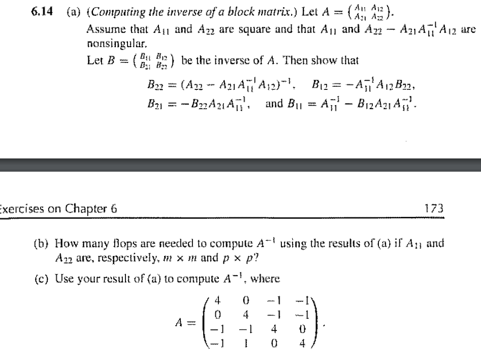6.14 (a) (Computing the inverse of a block