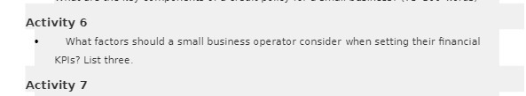 Activity 6 What factors should a small business