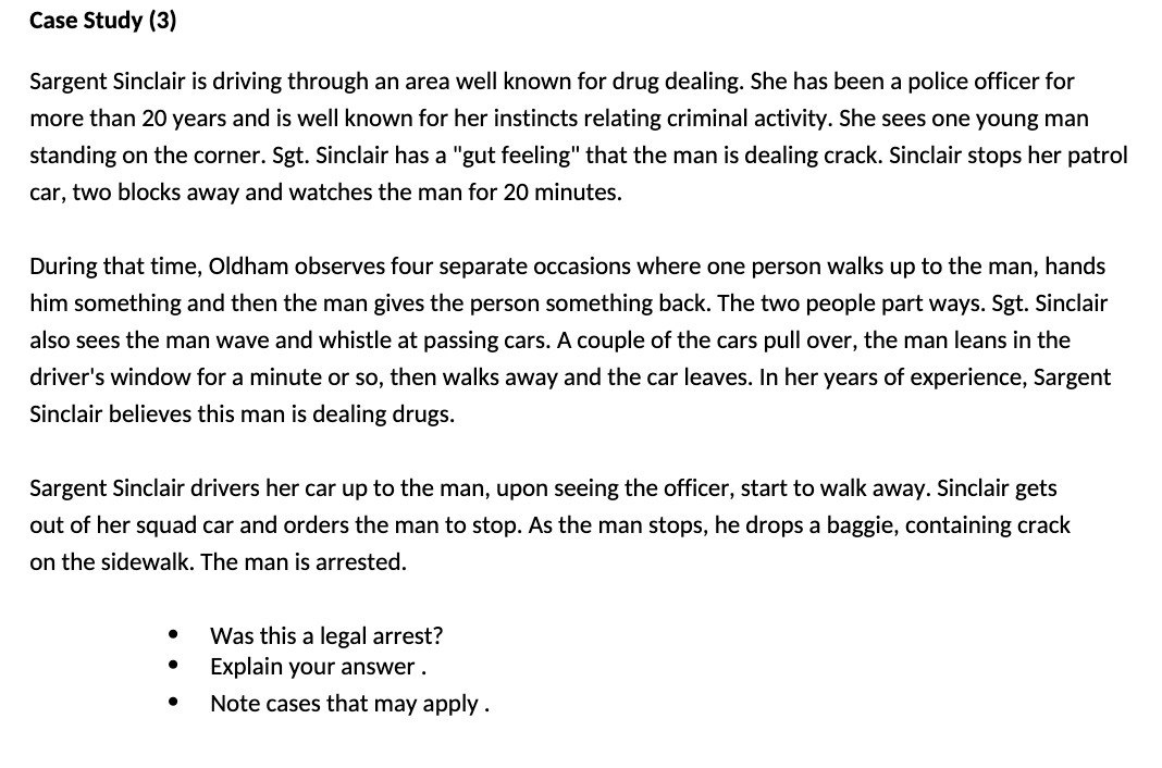 Case Study (3) Sargent Sinclair is driving