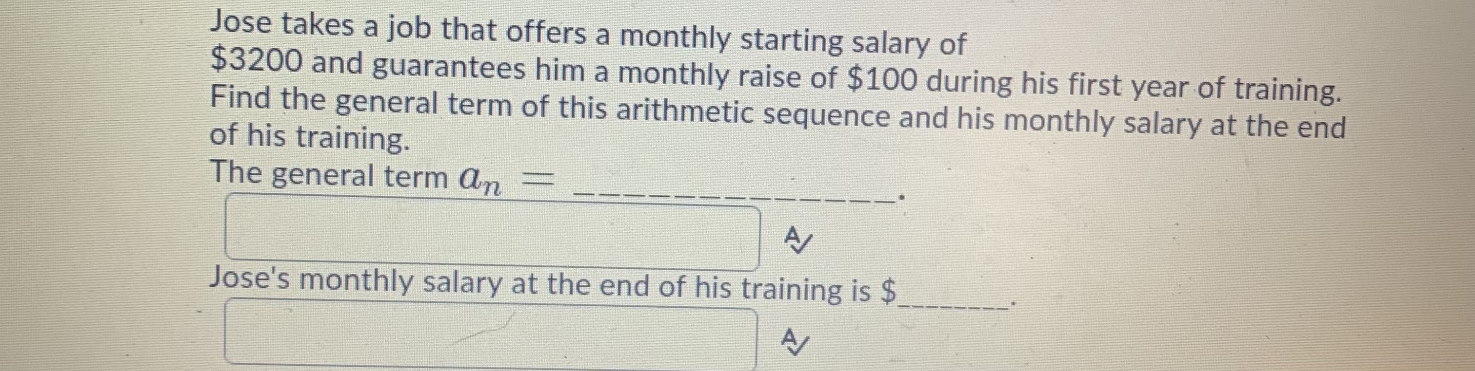 Jose takes a job that offers a monthly starting