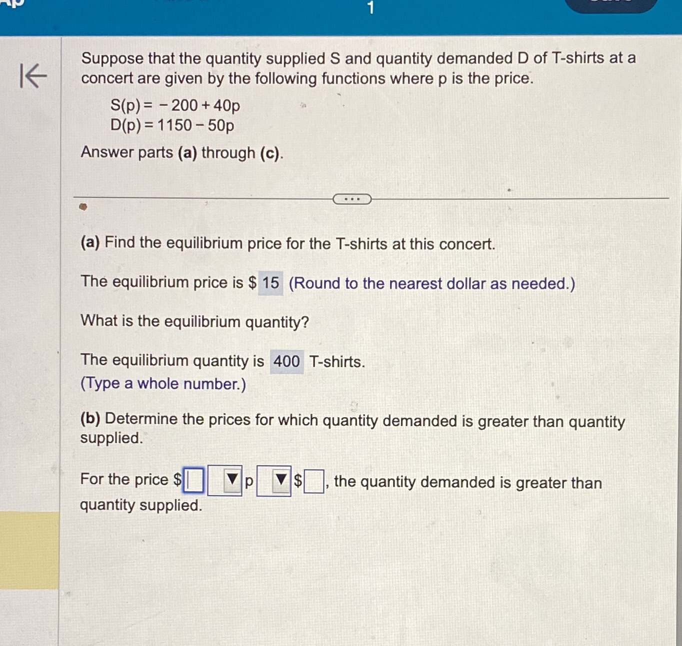 answer part b. Suppose that the quantity supplied