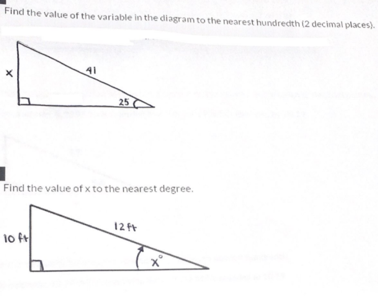 please answer both questioins Find the value of