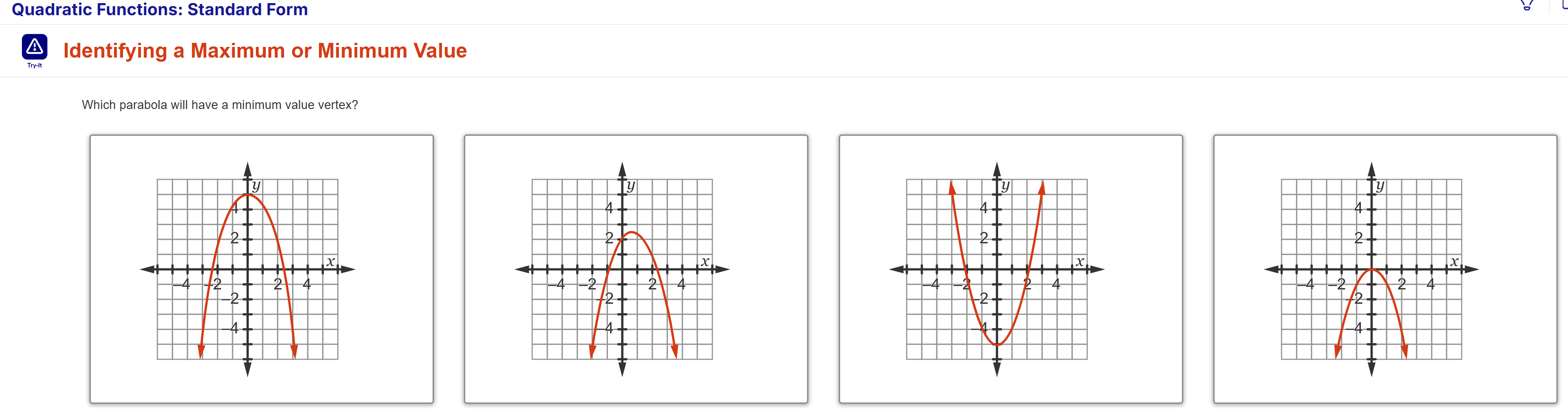 ? Quadratic Functions: Standard Form Identifying