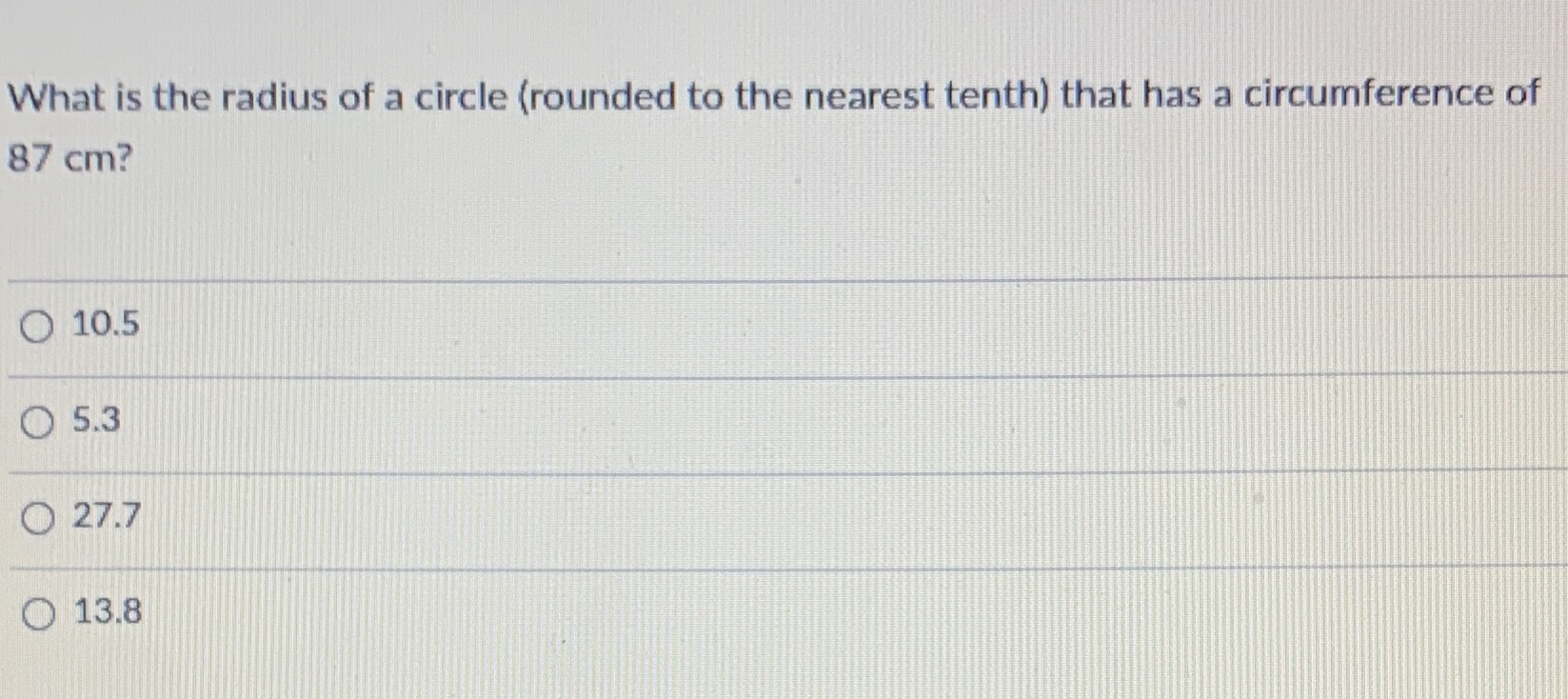 What is the radius of a circle (rounded to the