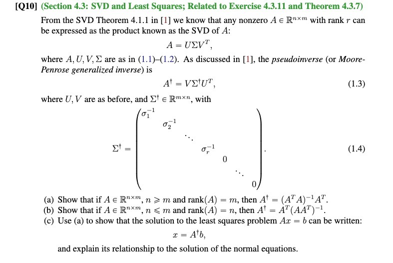 [Q10] (Section 4.3: SVD and Least Squares;