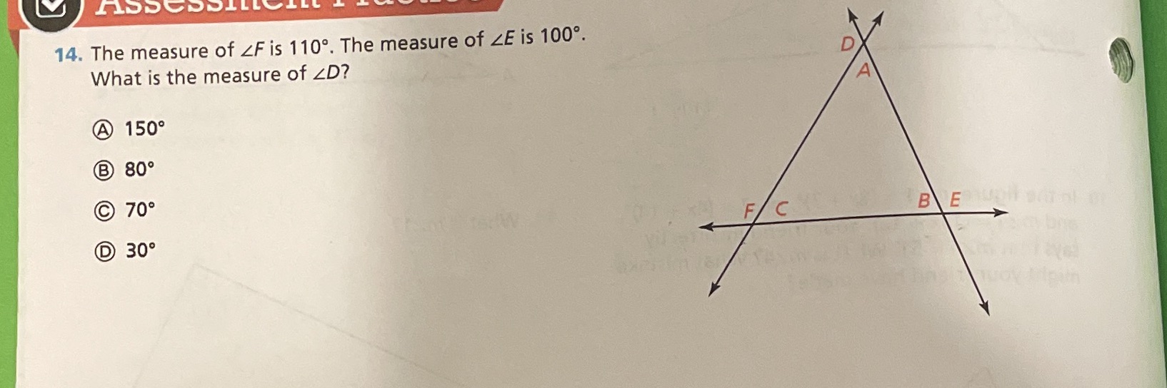 14. The measure of LF is 110. The measure of ZE