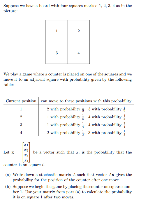 Part A Suppose we have a board with four squares