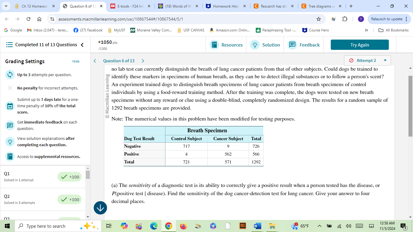 A Ch 13 Homework Question 6 of 13 X E-book - F24