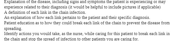 Explanation of the disease, including signs and