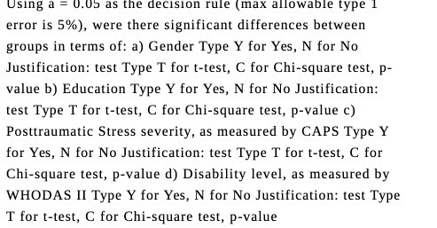 Using a = 0.05 as the decision rule (max