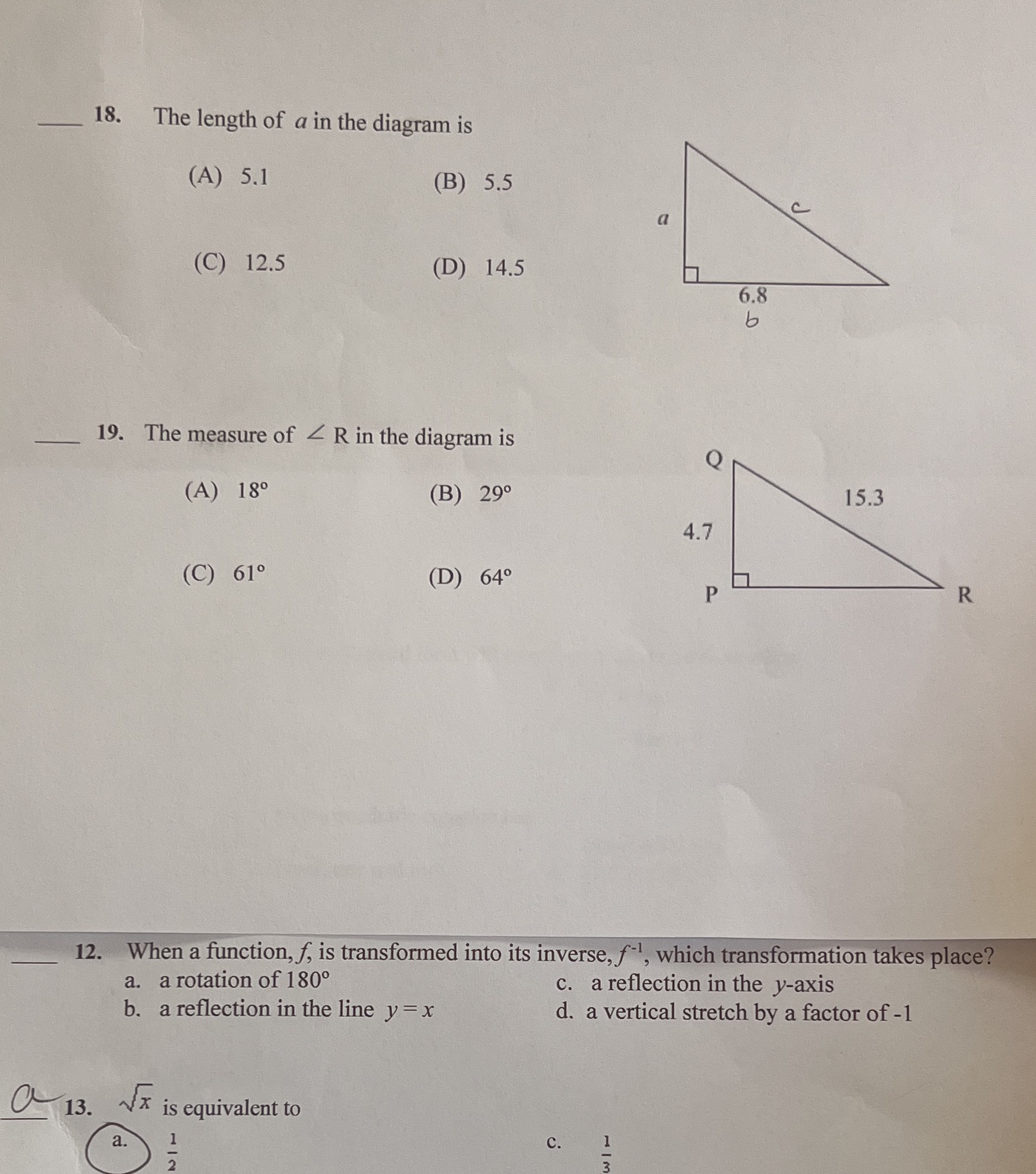 Please help me with 18,19,12. Thank you so so