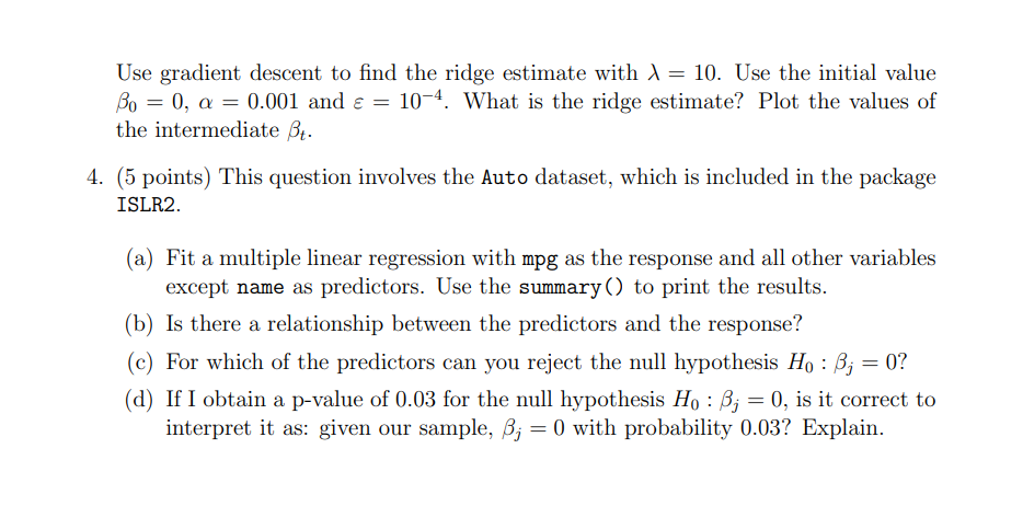 STATISTICAL AND MACHINE LEARNING ECON576 Problem