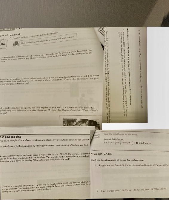 VALUATE ton 1.2 Homework Complete problema I-3