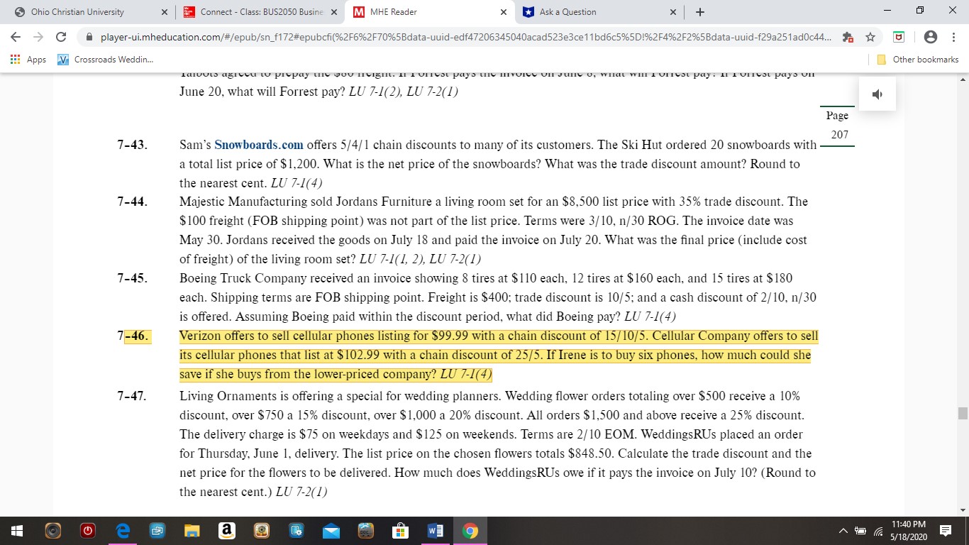 Instructions Throughout this course we will