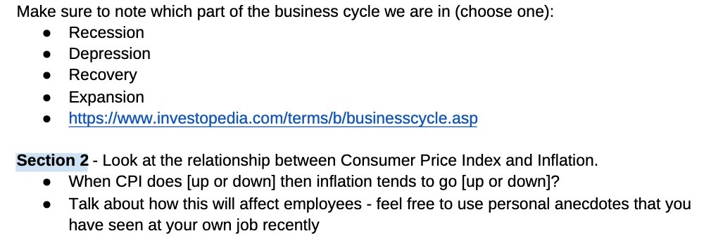 Make sure to note which part of the business