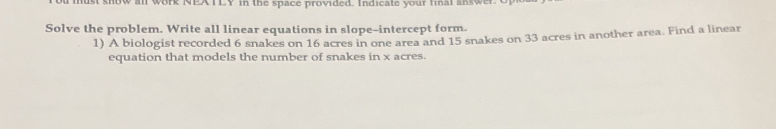 the space provided. Solve the problem. Write all