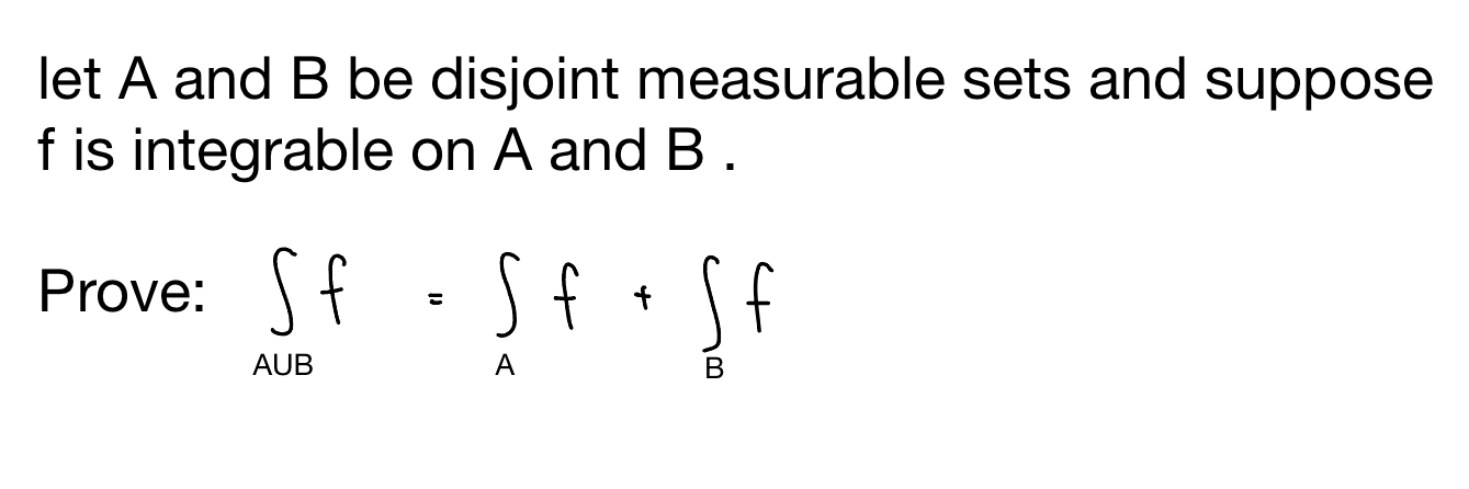 let A and B be disjoint measurable sets and