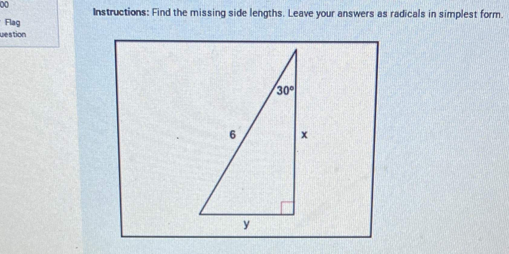 Find x and y 00 Instructions: Find the missing