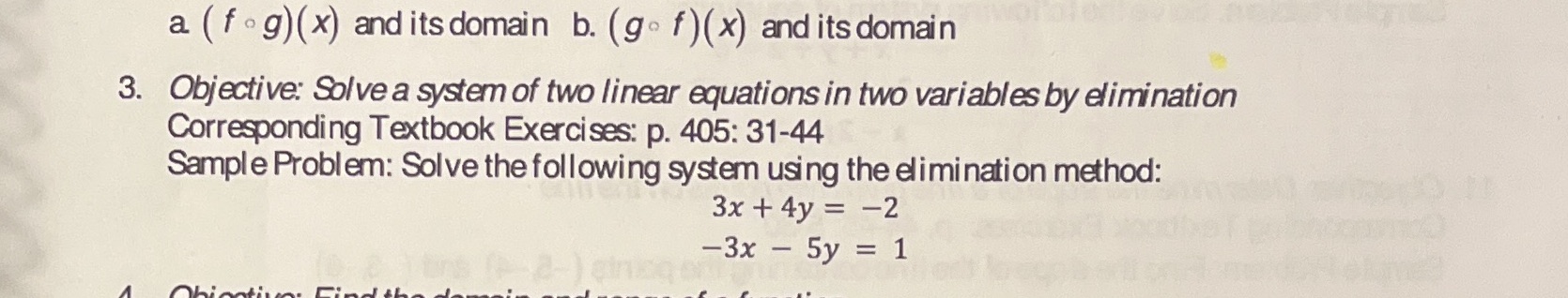 What is the awnser to number 3? a (f . g) (x) and