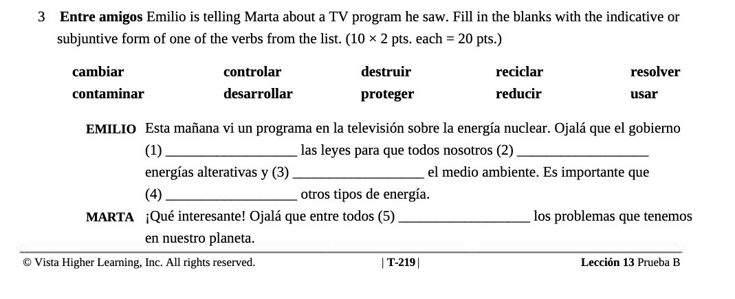 3 Entre amigos Emilio is telling Marta about a TV