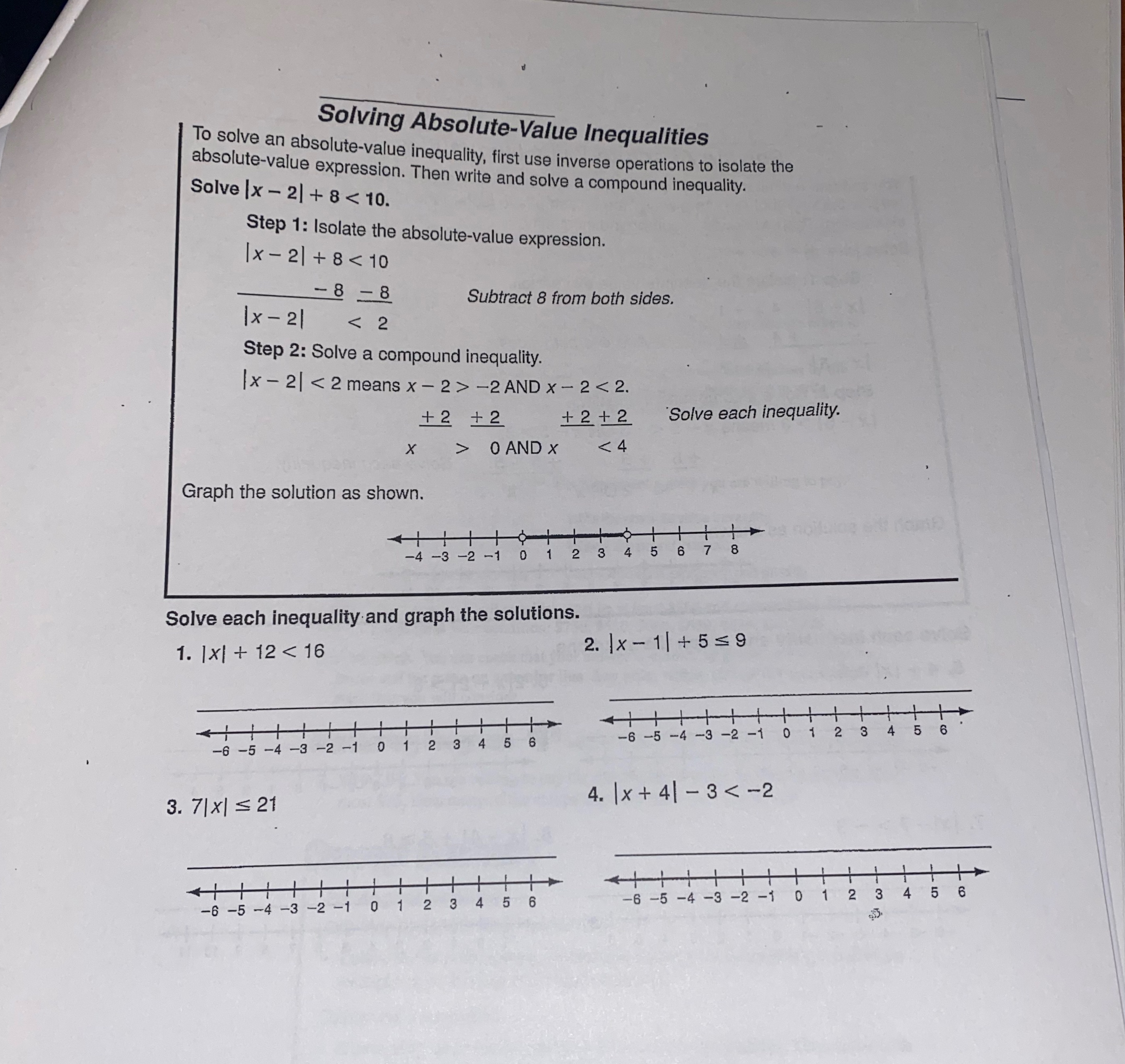 Solving Absolute-Value Inequalities To solve an