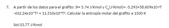 7. A partir de los datos para el grafito: 9= 5.74
