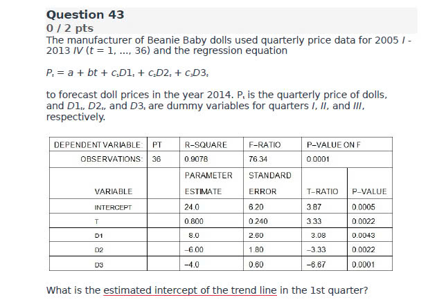 Question 43 0 / 2 pts The manufacturer of Beanie