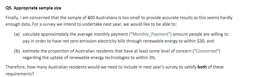 Q5. Appropriate sample size Finally, I am