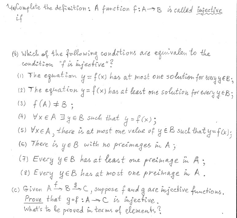 A. to Complete the definition : A function f: A-B