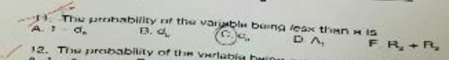 IJ. The probability of the varyible buing /eax
