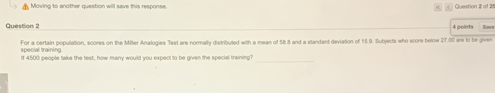 Moving to another question will save this