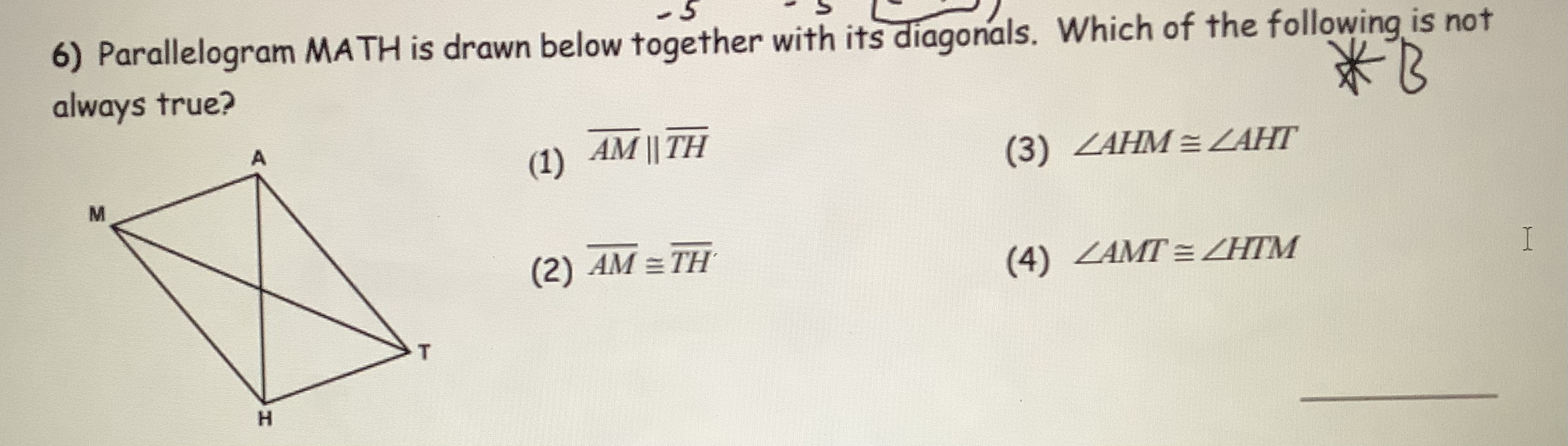 Which of the following is not always true? 5 S 6)