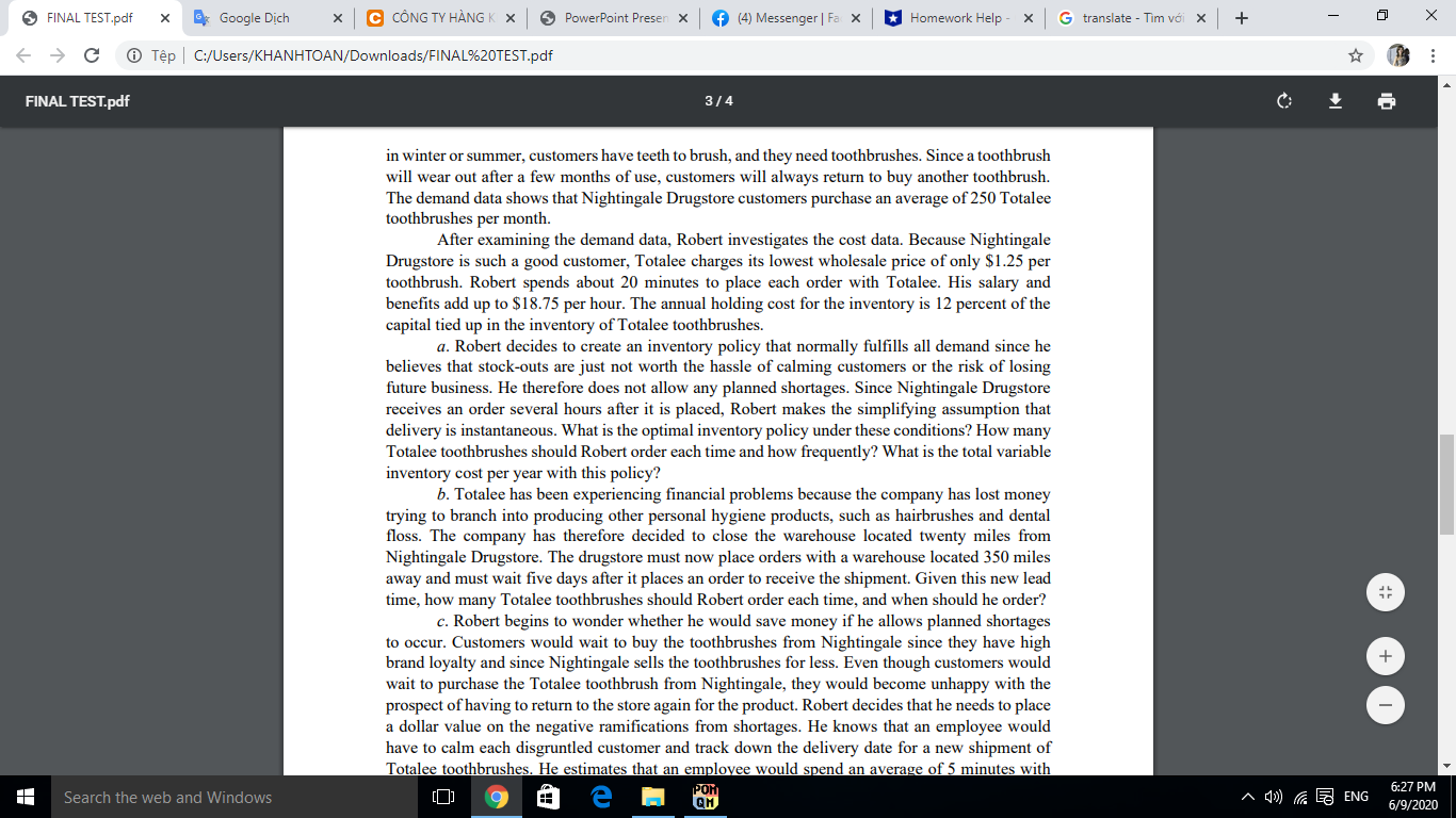 Inventory Problem - Enterprise Resources Planning