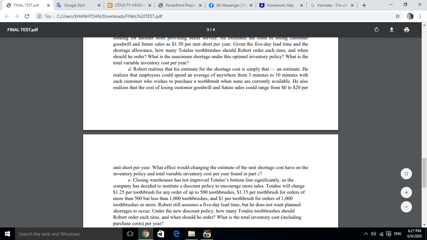 Inventory Problem - Enterprise Resources Planning