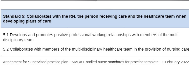Standard 5: Collaborates with the RN, the person