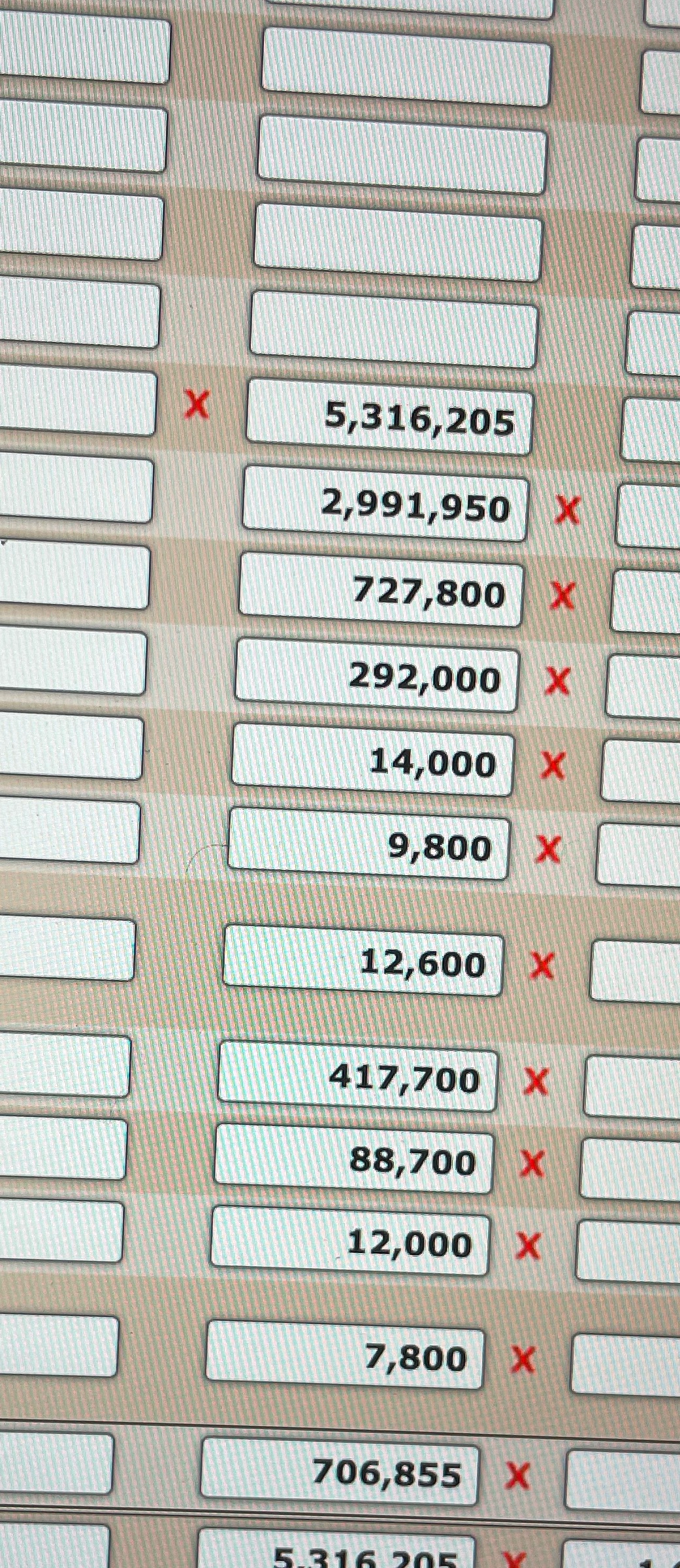 X 5,316,205 2,991,950 X 727,800 X 292,000 X