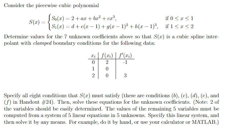Consider the piecewise cubic polynomial So(x) = 2