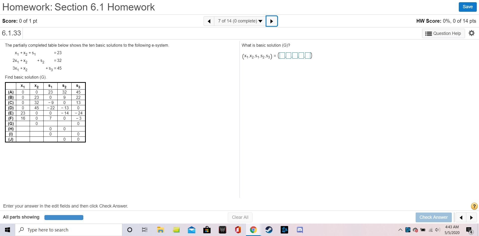 The partially completed table below shows the ten